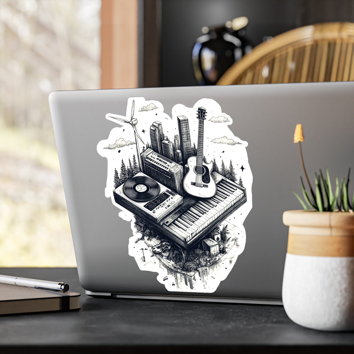 Music City Kiss-Cut Vinyl Decals - Bold Space Vibes, Perfect for Sticker Lovers