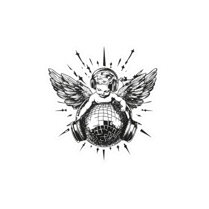 Cupid on Disco Ball  Vinyl Decal - Cool Retro Decor for Music Lovers