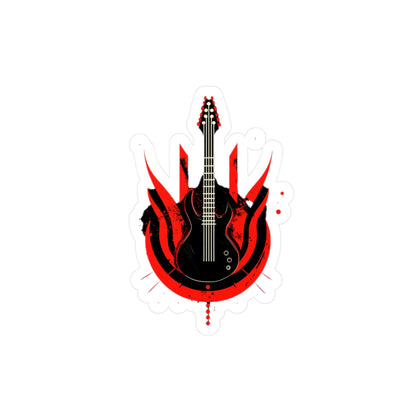 Guitar Flame - Kiss-Cut Vinyl Decals - Bold Space Vibes, Perfect for Sticker Lovers