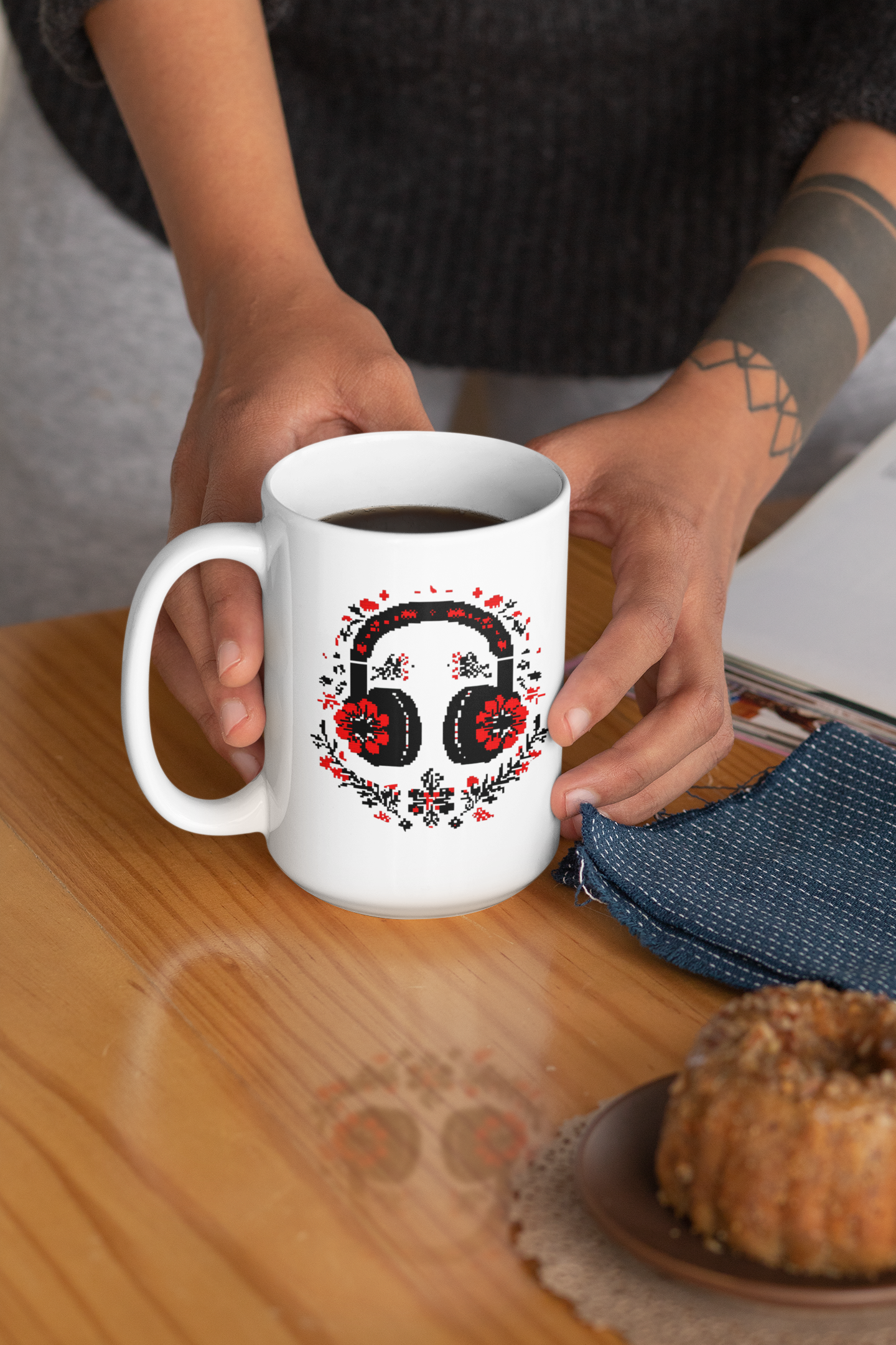 Cross-Stitched Ceramic Mug - 11oz & 15oz