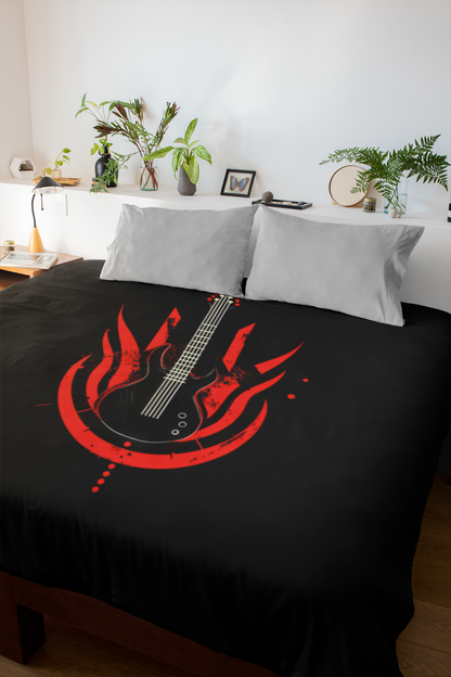 Guitar Flame - Velveteen Microfiber Blanket - Perfect for Music Lovers