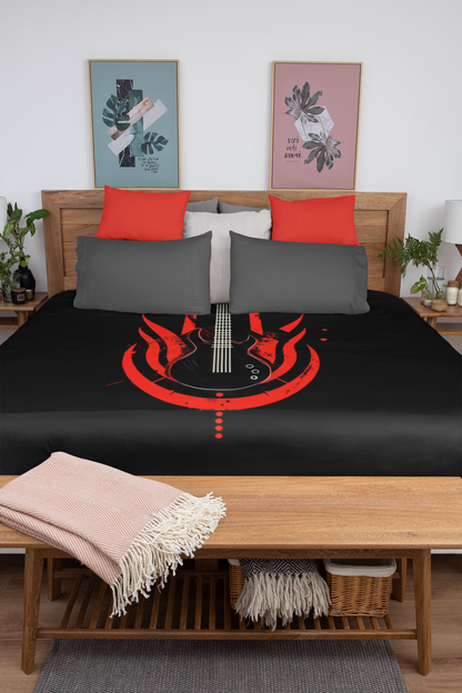 Guitar Flame - Velveteen Microfiber Blanket - Perfect for Music Lovers