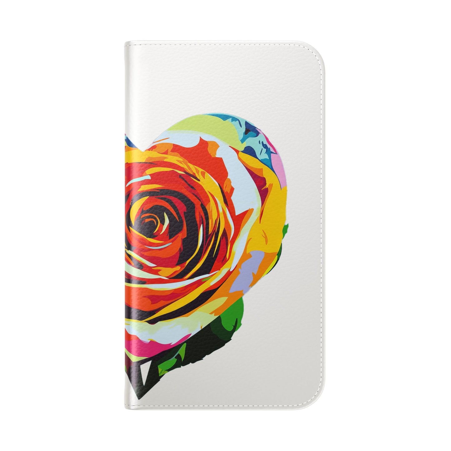 Pop Heart Flip Case – WHITE- Heart & Floral Design for iPhone 16 and Androids