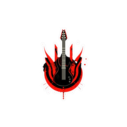 Guitar Flame - Kiss-Cut Vinyl Decals - Bold Space Vibes, Perfect for Sticker Lovers