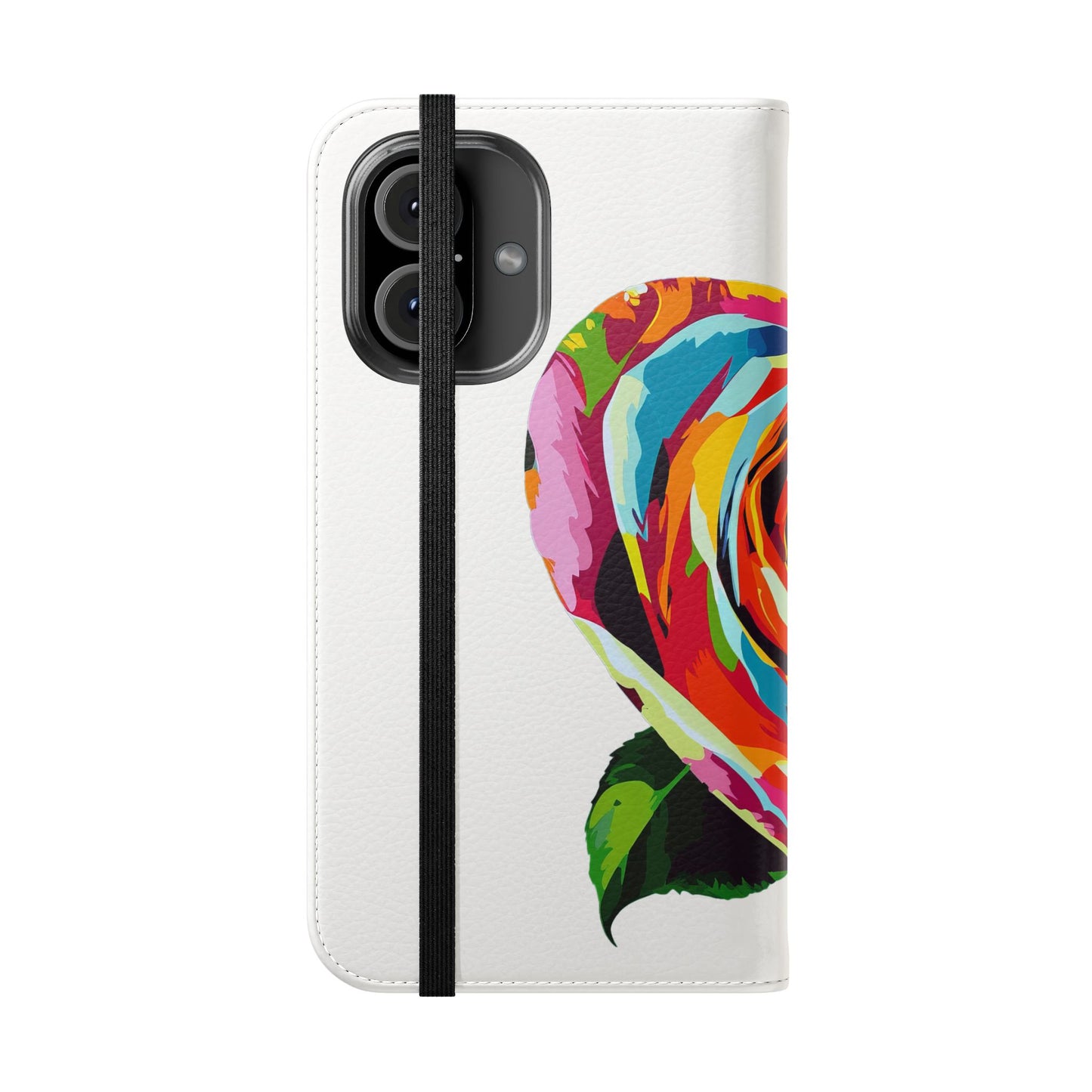 Pop Heart Flip Case – WHITE- Heart & Floral Design for iPhone 16 and Androids